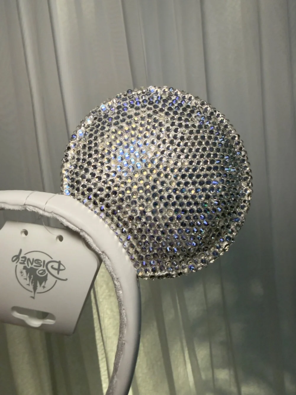 ~RARE~ Authentic Disney White Hand Embellished Bling Crystal Rhinestone Ears - Picture 5 of 5